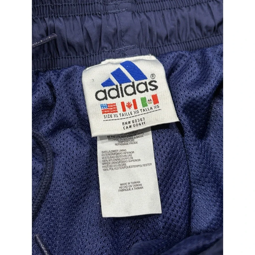 Vintage 90s Adidas Nylon Track Pants Wide Leg Navy‎ Blue XL 30x31